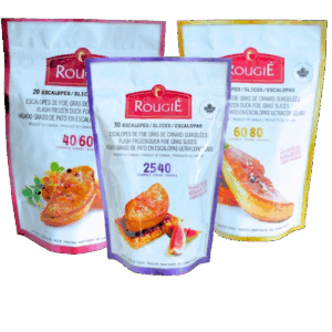 Flash-frozen duck foie gras slices